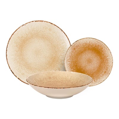 Service 18 pièces jaune en porcelaine - "Rivage Azur" LAGUIOLE CUISSON