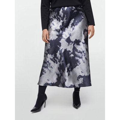 Jupe mi-longue en satin imprimé fil textile FIORELLA RUBINO