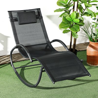 Chaise longue à bascule rocking chair design contemporain OUTSUNNY