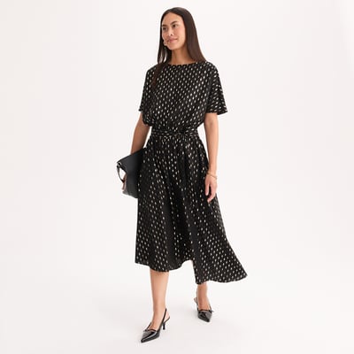 Robe fluide à pois, longueur midi, manches courtes ANNE WEYBURN
