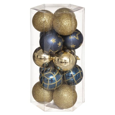 Lot de 15 boules de Noël lisses et décorées D.5 cm FEERIC LIGHTS & CHRISTMAS