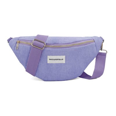 Sac à main bandoulière banane en velours côtelé BLEU CERISE