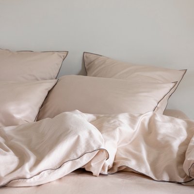Taie d'oreiller en satin de coton lavé, RÊVE SATINÉ BLANC CERISE