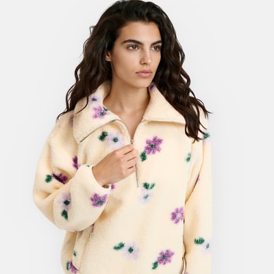 Sweat à col camionneur, en sherpa imprimé floral LA REDOUTE COLLECTIONS