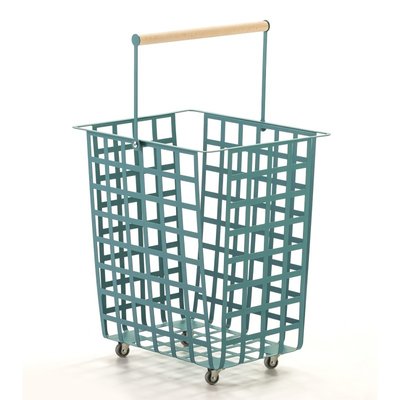 Set de 2 grands paniers multi-usages avec roulettes et poignée en bois. ZESTA DON HIERRO
