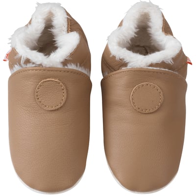 Chaussons cuir souple uni fourrés TICHOUPS