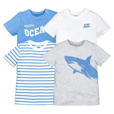 Pack of 4 T-Shirts with Crew Neck in Printed Cotton LA REDOUTE COLLECTIONS