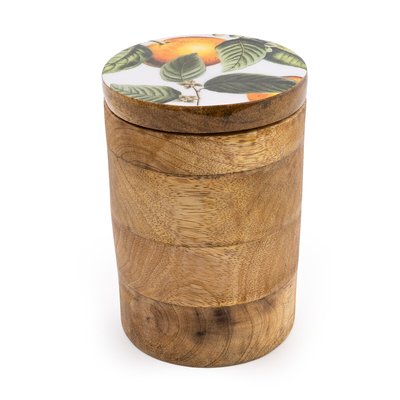 Small Orange Blossom White Storage Canister in Mango Wood SO'HOME