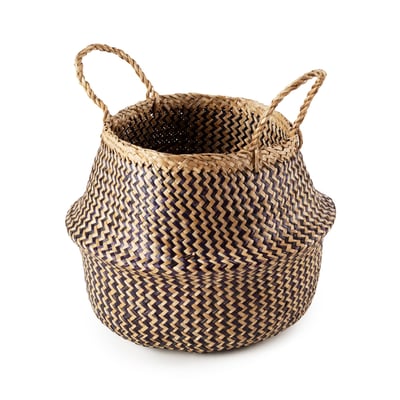 COMPACTOR - Panier de rangement naturel BELLY S - 27 x 27 x H.26 cm - Noir COMPACTOR