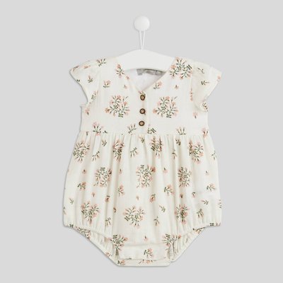Barboteuse manches volants  imprimée en coton BIO, certifié OEKO-TEX et GOTS BOUT'CHOU