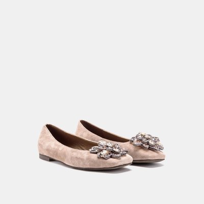 Ballerines en cuir avec fleur en strass ALMA EN PENA