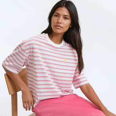 T-shirt rayé, col rond, manches courtes LA REDOUTE COLLECTIONS