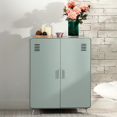 Armoire de rangement avec 2 portes et 3 couches en métal industriel, WALNUTLIVING MEUBLES COSY