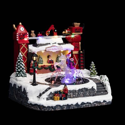 Village de Noël  fontaine et atelier animé 12 LED + transfo FEERIC LIGHTS & CHRISTMAS