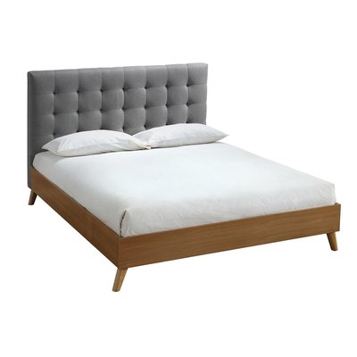 Lit 140x200cm En Bois Et Tissu  Lynn MILIBOO