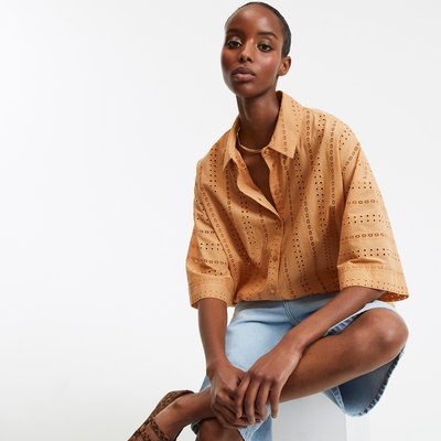 Chemise ample en broderie anglaise, manches coudes LA REDOUTE COLLECTIONS