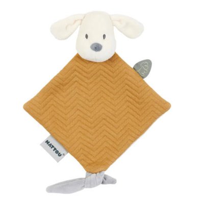 Mini doudou plat Charlie le chien Jacquard Caramel NATTOU