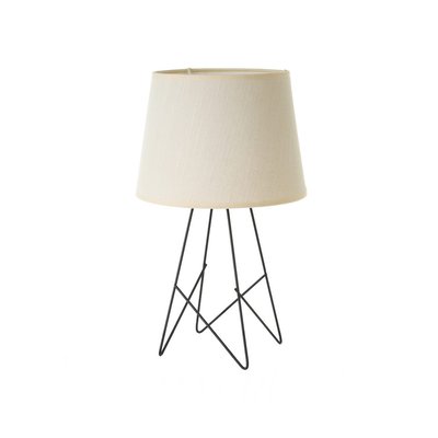 Lampe à poser métal noir et abat-jour blanc - 23x23x38.5cm WADIGA