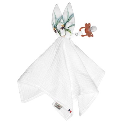 Doudou lapin attache tétine en coton SAFARI SEVIRA KIDS