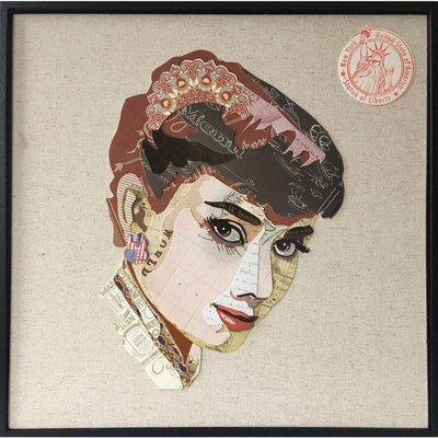 Tableau peint patchwork actrice ARTE ESPINA