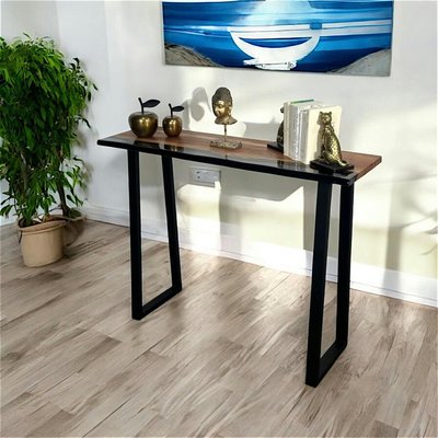 Console epoxy noir et bois d'acacia BORA PIER IMPORT