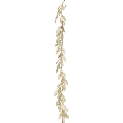 Guirlande feuilles 1,80m plastique transparent et or ATMOSPHERA
