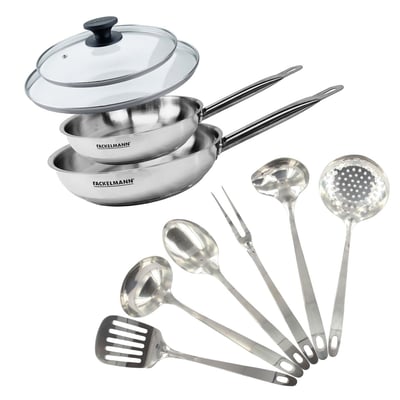 Set de 2 poêles 24 et , 2 couvercles verre ETERNA FACKELMANN