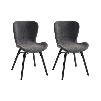 Chaises tissu bouclette gris anthracite et bois chêne (lot de 2) - MATILDA HELLIN, DEPUIS 1862