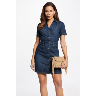 Robe courte en jean col V MORGAN