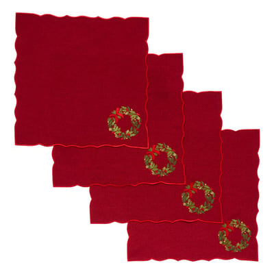 Lot de 4 serviettes de table Elma rouges ATMOSPHERA