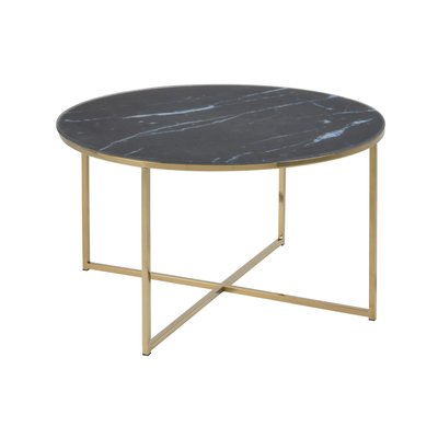 Table basse Alysé ronde en verre effet marbre TOILINUX