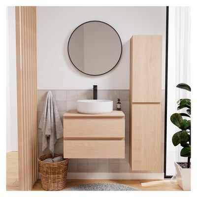 Ensemble meuble simple vasque 60 cm + vasque + robinet + miroir + colonne SORRENTO MOB IN