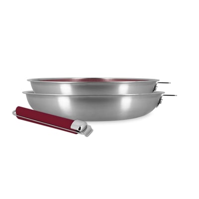 Lot de 2 poêles 24/28cm en acier inoxydable, AGLAE MENASTYL