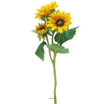 Tournesol artificiel en branche, 3 fleurs ARTIFICIELLES
