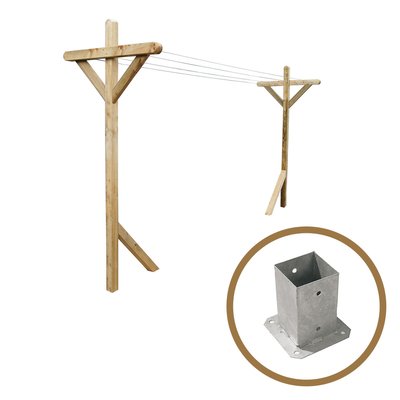 Kit étendoir à linge extérieur Séville premium + 2 supports poteaux à fixer CEMONJARDIN
