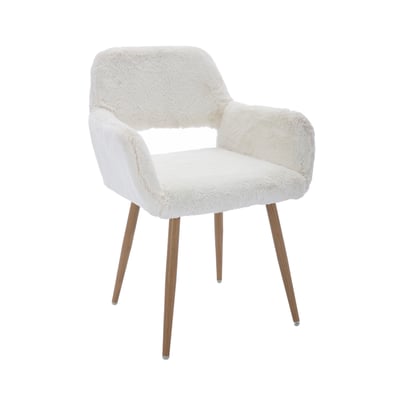 Fauteuil de bureau style scandinave en tissu effet poil de lapin, CROMWELL PELUCHEO MEUBLES COSY
