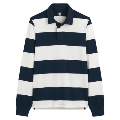 Polo en coton bio manches longues à rayures LA REDOUTE COLLECTIONS