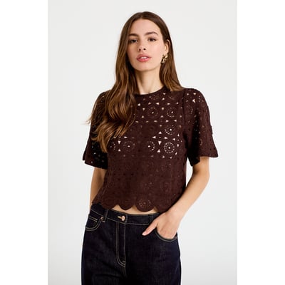 T-shirt macramé col rond CACHE CACHE
