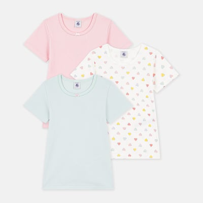 Lot de 3 maillots de corps, manches courtes, en coton PETIT BATEAU