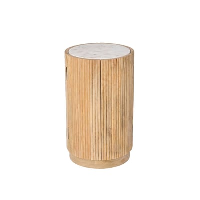 Bout de canapé en bois de manguier et marbre AUREA MADE IN MEUBLES 