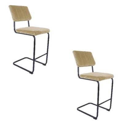 Lot de 2 Tabourets de bar cantilevers design effet velours Keen TOILINUX