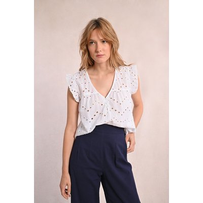Blouse brodée manches courtes col V MOLLY BRACKEN