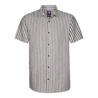 Striped Cotton/Linen Shirt with Short Sleeves PETROL INDUSTRIES