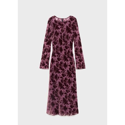 Robe jacquard floral manches évasées MANGO