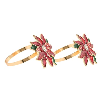 Lot de 2 ronds de serviette motif poinsettia ATMOSPHERA