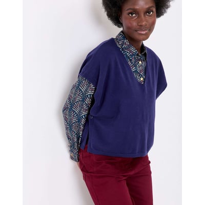 Pull maille sans manche col V SATINKA LA FIANCÉE