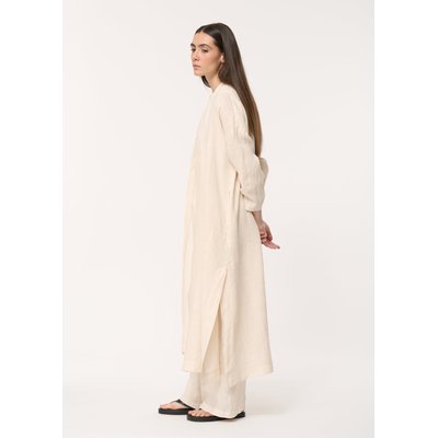 Kimono écru long en lin manches 3/4 HUMILITY