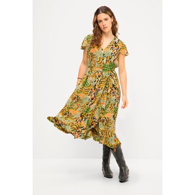 Robe midi ligne A à imprimé. Col en V et STUDIO UNTOLD