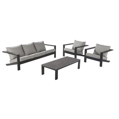Salon bas de jardin en aluminium 5 personnes, OLYMPIA NATERIAL