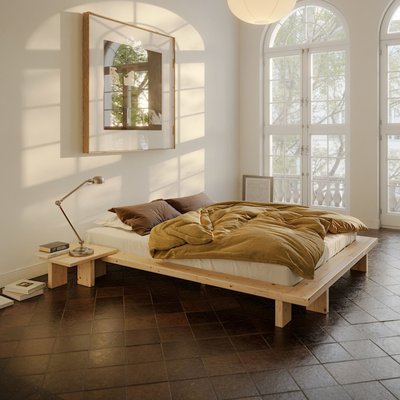 Lit en pin massif avec table de chevet JAPAN - JAPAN KARUP DESIGN